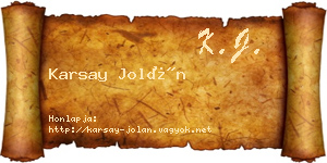 Karsay Jolán névjegykártya