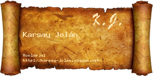 Karsay Jolán névjegykártya