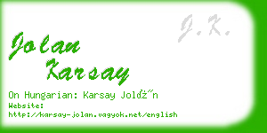 jolan karsay business card